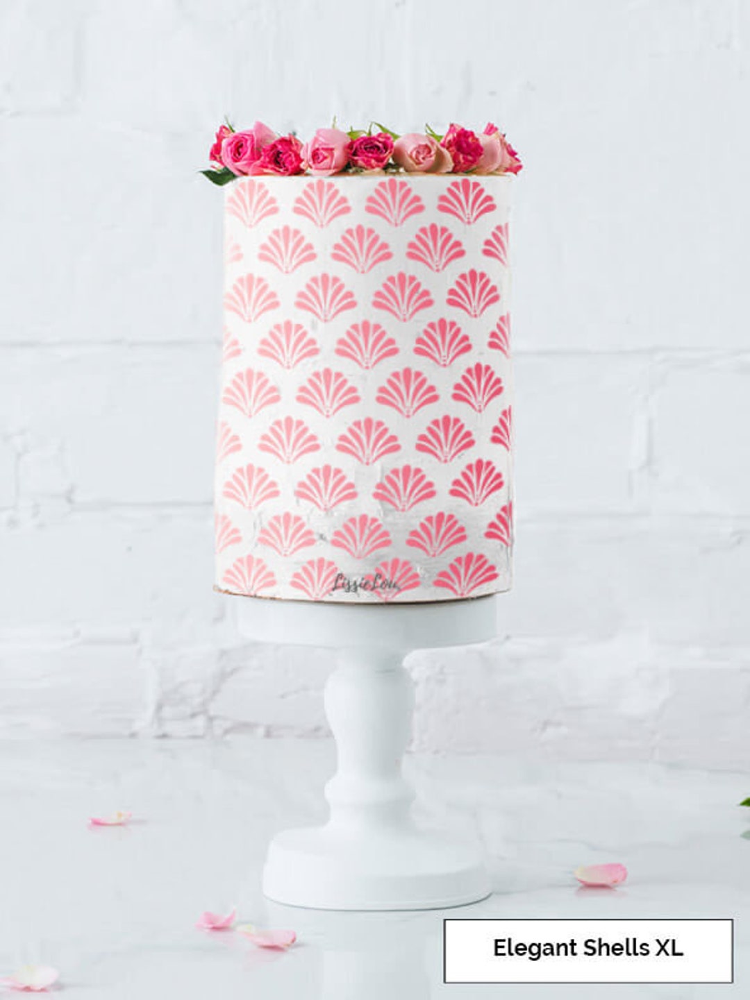 Shell Pattern Cake Elegant Shells Large Pattern Cake Stencil - XL Design Size, Buttercream ...