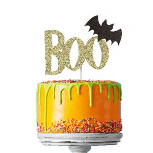 Boo with Bat Halloween Cake Topper Glitter Card image 2