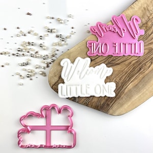 Welcome Little One Ausstechform und Stempel, Baby Shower Ausstechform, Fondant Prägung, Gender Reveal Cookie Stempel, Cookie Embosser