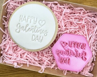Happy Galentine's Day Cookie Stamp, Valentines Cookie Stamp, Fondant Embosser, Love Cookie Stamp, Icing Stamp, Heart Cookie Stamp