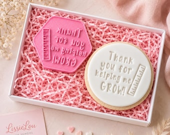 Sello de galleta "Gracias por ayudarme a crecer", regalo para profesores