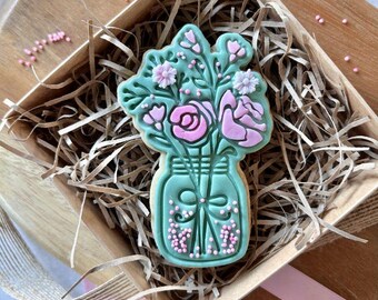Jar of Flowers Cookie Cutter and Stamp, Happy Mother's Day, Mum Cookie Embosser, Happy Mother's Day Cookie Cutter, Postal Box Ideas