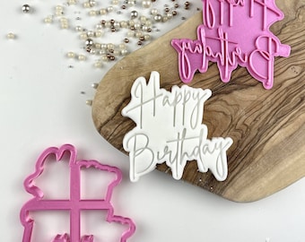Happy Birthday Style 5 Cookie Cutter and Stamp, Happy Birthday Cookie Stamp, Birthday Celebrations, Birthday Embosser, Postal Box Ideas