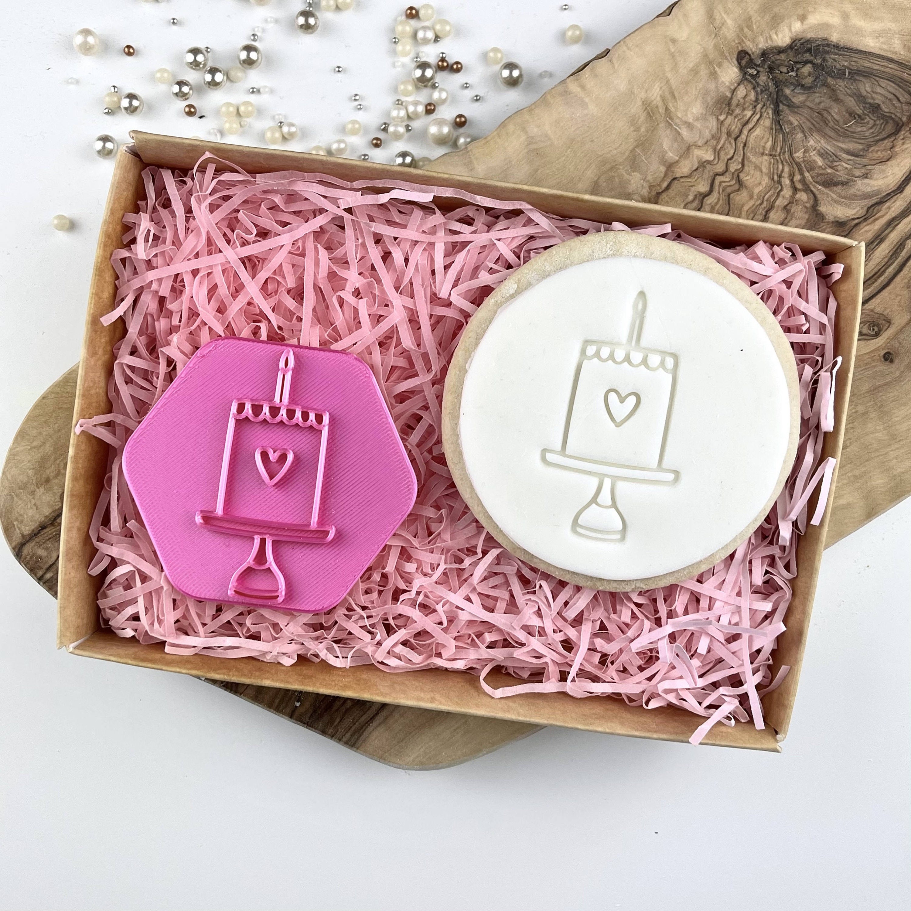 Birthday Cake with Candle Cookie Stamp Fondant Stamp Etsy