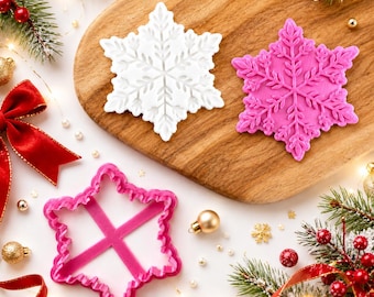 Snowflake Cookie Cutter and Stamp, Christmas Baking