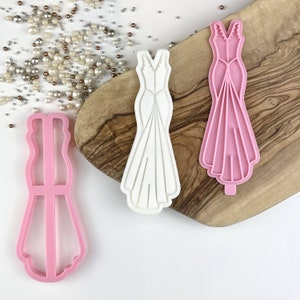 ウェディングドレスとトレーンクッキーカッターとスタンプ、ウェディングクッキーエンボッサー、花柄クッキースタンプ、ミスター＆ミセスカッター、ブライダルパーティーカッター