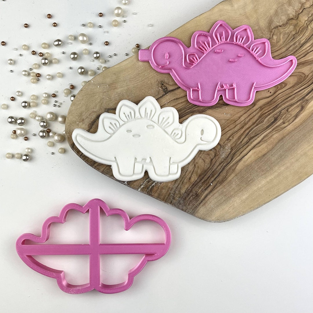Stegosaurus Cookie Cutter and Stamp, Dinosaur Cookie Cutter, Fondant