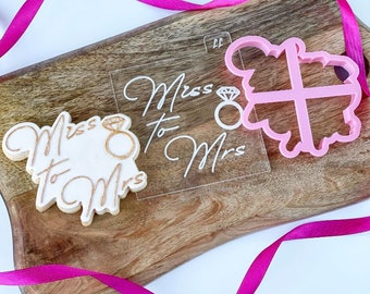 Miss to Mrs in Delicate Font Cookie Cutter and Embosser, Hen Party Cookie Stamp, Wedding Embosser, Bridal Party Stamp, Postal Box Ideas