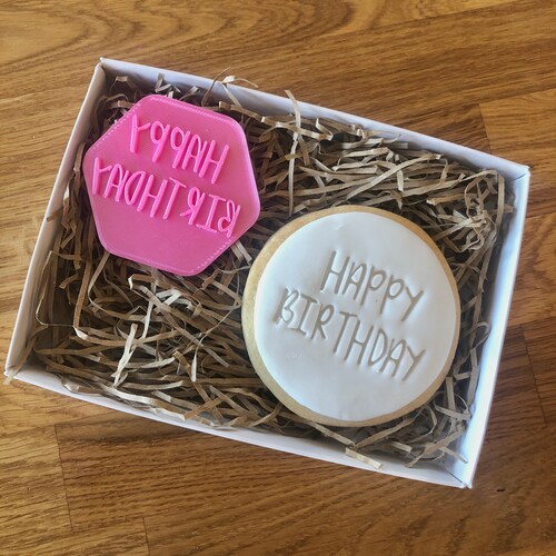 Happy Birthday Sunny Font Cookie Stamp Fondant Stamp Fondant Etsy