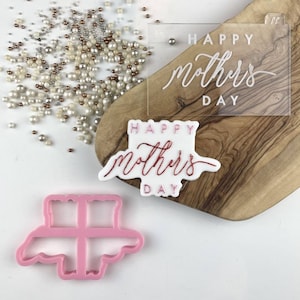 Happy Mother&#39;s Day Style 3 Cookie Cutter and Embosser, Happy Mother&#39;s Day, Mum Cookie Stamp, Happy Mother&#39;s Day Cookie Cutter