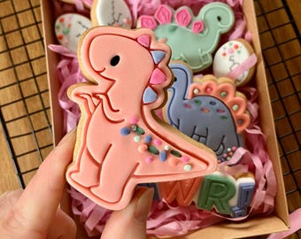 T-Rex Cookie Cutter and Stamp, Dinosaur Cookie Cutter, Fondant Embosser, Children Cookie Cutter, Icing Stamp, Dinosaur Cookie Stamp