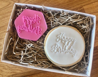 Happy Birthday Curly Font Cookie Stamp, Fondant Stamp, Fondant Cookie Stamp, Birthday Celebrations, Birthday Fondant Stamp, Cookie Cutter UK