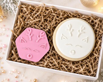 Weihnachtsplätzchen-Stempel mit Rentiergesicht, Festliches Backen