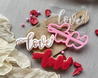 Love with Arrow and Heart Cookie Cutter and Embosser, Valentines Cookie Cutter, Love Cookie Cutter, Icing Stamp, Heart Cookie Stamp