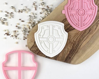 Shield Cookie Cutter and Stamp, Princess Cookie Stamp, Fairy Cookie Embosser, Princess Cookie Embosser