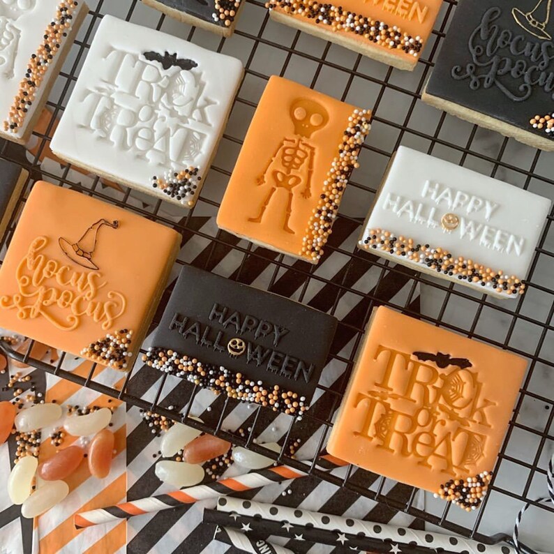 Halloween Skeleton Cookie Stamp Fondant Embosser Halloween Etsy
