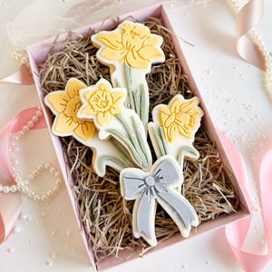 Daffodil Bouquet Flower Set Cookie Cutters and Stamps, Cookie Cutter, Cookie Stamp, Postal Box Idea, Gift Idea, Flower Cookies, Mother&#39;s Day