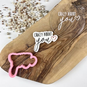 Mini Crazy About You Cookie Cutter and Embosser, Valentines Cookie Cutter, Love Cookie Cutter, Fondant Stamp, Love Heart Cookie Embosser