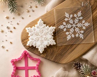 Snowflake Cookie Cutter and Embosser Set, Christmas Baking