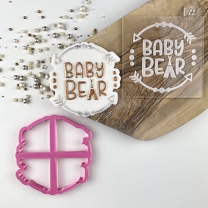 Baby Bear Wild One Style Cookie Cutter and Embosser, Baby Shower Cookie Embosser, Cookie Cutter, Gender Reveal Cookie Stamp, Icing Stamp