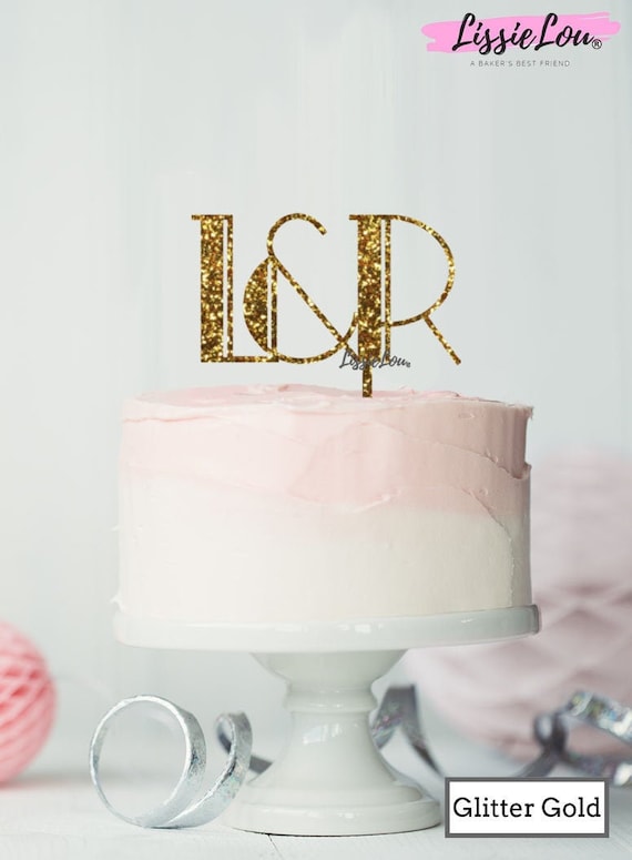 Custom Initials Art Deco Wedding Cake Topper, 3mm Acrylic
