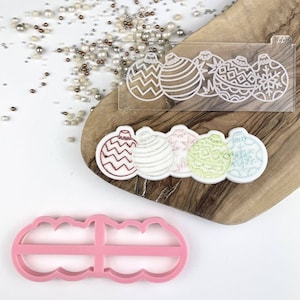 Baubles Cookie Cutter and Embosser by Frosted Cakes By Em, Christmas Cookie Cutter, Merry Christmas Cookie Embosser, Cookie Stamp