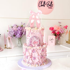Pretty Ballet Shoe Cake Topper – Double Layer Acrylic Cake Decoration – Ballet Birthday or Dance Party Decor