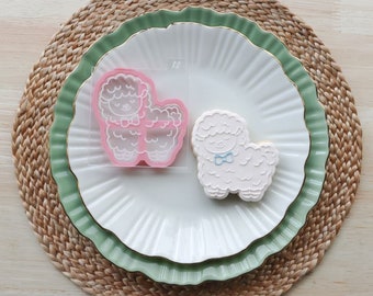 Cortador y grabador de galletas de granja de cordero de oveja, cortador de galletas de granja, grabador de fondant, cortador de galletas para niños, sello de galleta de animales