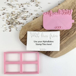 Con amor de AlphaBakes Cookie Cutter and Stamp, Thank You Cookie Embosser, Cookie Cutter, Letters on a Bar Cookie Stamp
