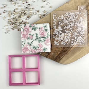 Flower and Leaf Texture Pattern Cookie Cutter and Embosser, Floral Cookie Stamp, Wedding Cookie, Mother's Day, Postal Box Ideas