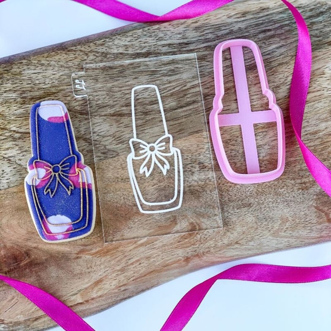 Nail Varnish Cookie Cutter and Embosser Hen Party Cookie Etsy
