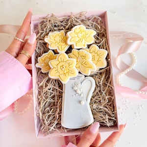 Daffodil Jug Flower Set Cookie Cutters and Stamps, Cookie Cutter, Cookie Stamp, Postal Box Idea, Gift Idea, Flower Cookies Mother&#39;s Day Gift