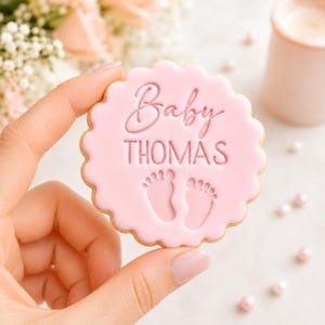Personlig kakstämpel och utstickare för babyshower, anpassad fondantpräglingsmaskin (M&S Biscuits)