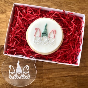 Christmas Gnomes Cookie Embosser, Christmas Embosser, Christmas Fondant Stamp, Merry Christmas Cookie Stamp, Icing Embosser, Fondant Stamp