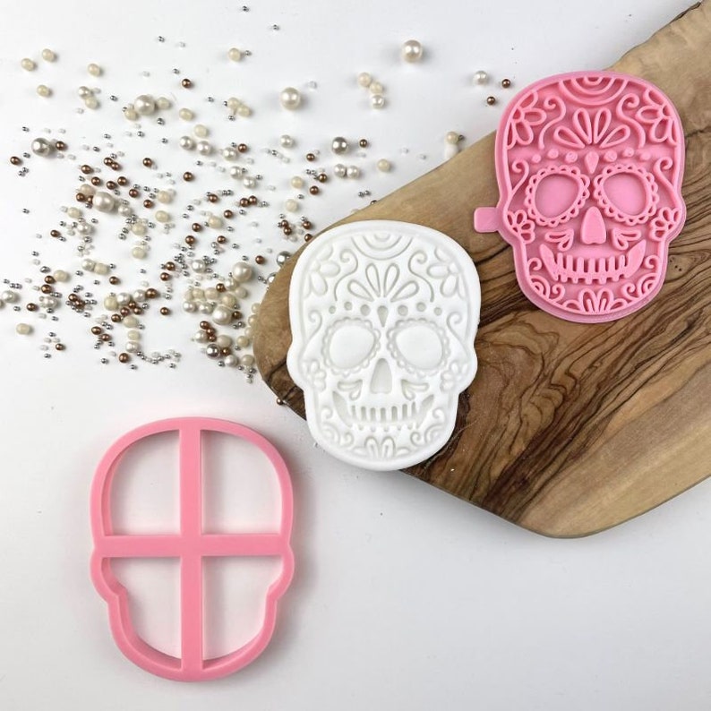 Skull Cookie Cutter and Stamp, Halloween Baking - Style 2 image 7
