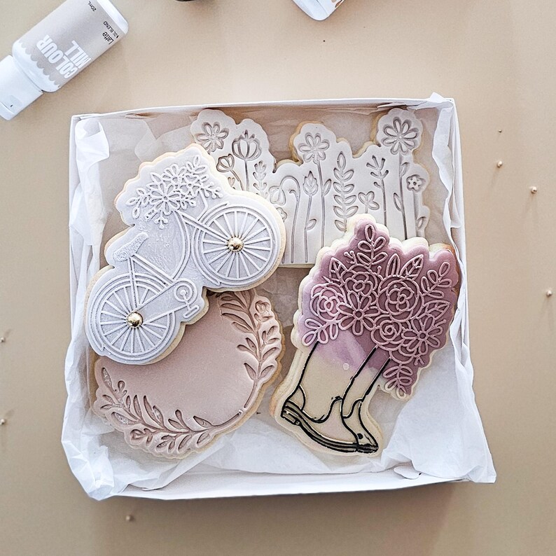 Field of Wild Flowers Cookie Cutter & Stamp – Floral Fondant Tool, Garden Biscuit Embosser, Spring Cookie Gift, LissieLou Bake Set image 6