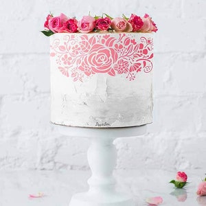 Blooming Garland Cake Stencil - Full Size Design, Buttercream Stencil, Ganache Stencil, Decorating Template, Cake Decorating