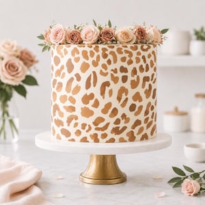 Leopardmönsterkakschablon – Mall för cupcake- eller tårtdekorering
