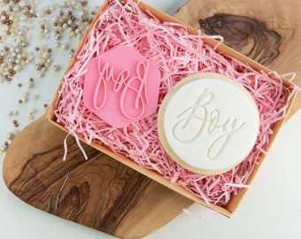 Boy in Florence Font Cookie Stamp, Baby Shower Cookie Stamp, Baby Cookie Cutter, Fondant Stamp, Gender Reveal Cookie Embosser