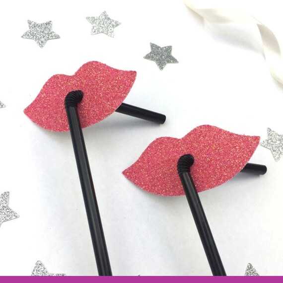 Glittery Lip Straws Hen Party Straws Classy Hen Party Etsy