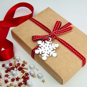 Snowflake Cookie Box Etiquetas Pack of 4 Premium Mirror Acrylic, Christmas Box Tags, Happy Christmas Gift Tags, Postal Box Ideas