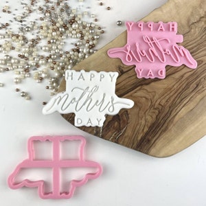 Happy Mother&#39;s Day Style 3 Cookie Cutter and Stamp, Happy Mother&#39;s Day, Mum Cookie Embosser, Happy Mother&#39;s Day Cookie Cutter