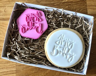Sello para galletas de feliz cumpleaños, sello para fondant
