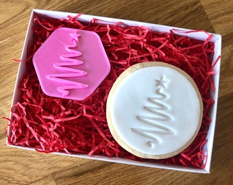 Christmas Tree Cookie Stamp, Christmas Embosser, Christmas Fondant Stamp, Icing Stamp, Merry Christmas Cookie Stamp, Fondant Embosser