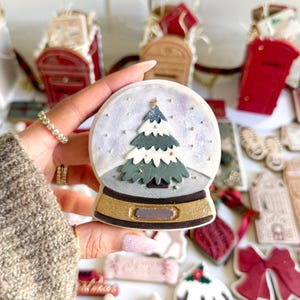 Snöglob julgran 3D stämpel och utstickare | Festlig kakpräglingsmaskin | Bakverktyg för högtider och fondant | Julkakdekoration LissieLou