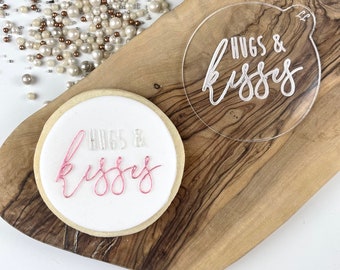 Knuffels en kusjes Stijl 2 Cookie Embosser, Valentines Cookie Cutter, Love Cookie Cutter, Icing Stamp, Heart Cookie Stamp