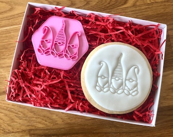 Christmas Gnomes Cookie Stamp, Christmas Embosser, Christmas Fondant Stamp, Icing Stamp, Merry Christmas Cookie Stamp, Fondant Embosser