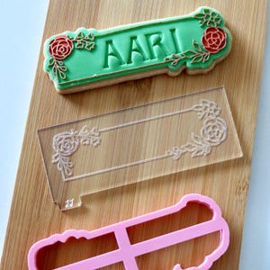 Floral Rectangle Cookie Cutter & Embosser | Elegant Biscuit Stamp for Weddings, Mother's Day and Gifts | LissieLou Baking Tool