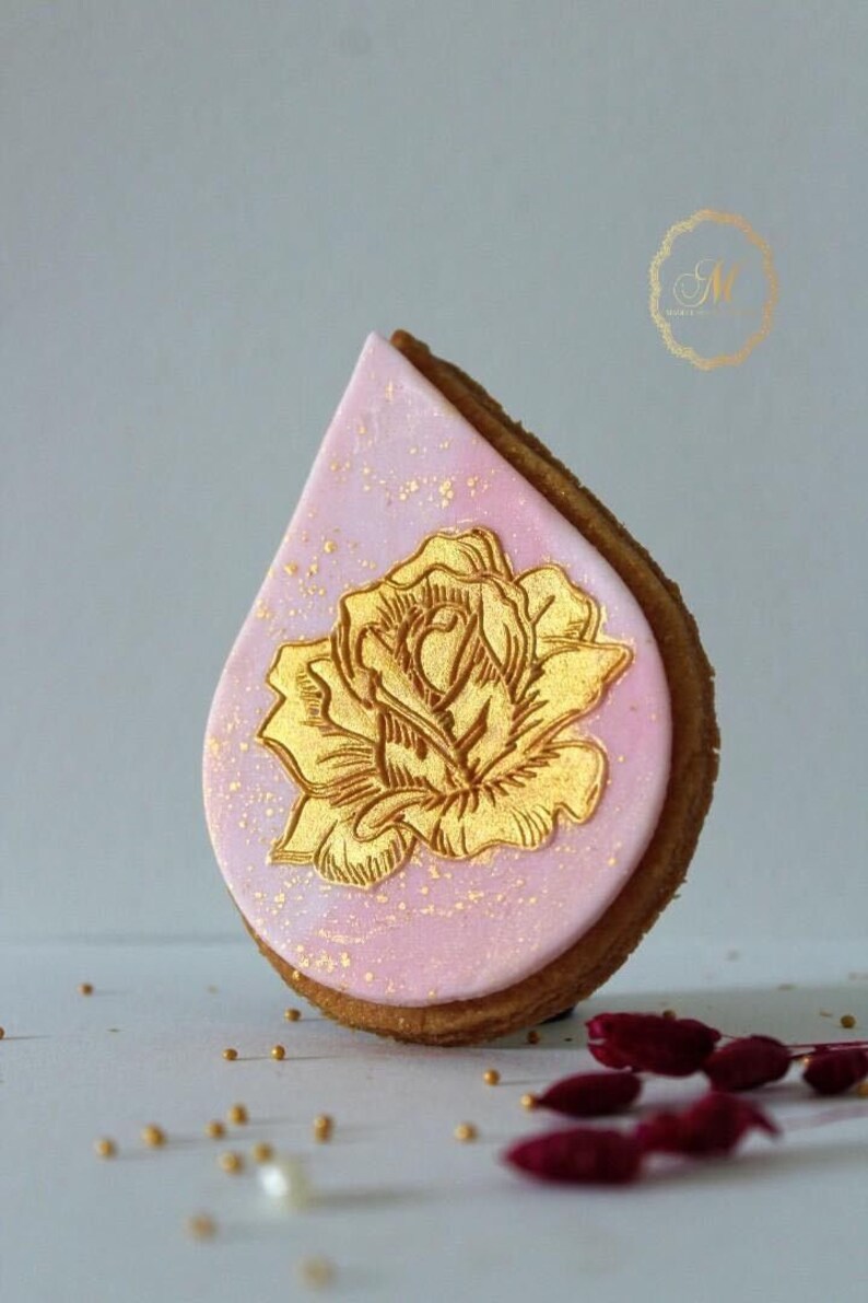 Delicate Rose Flower Cookie Embosser Floral Cookie Stamp Etsy UK