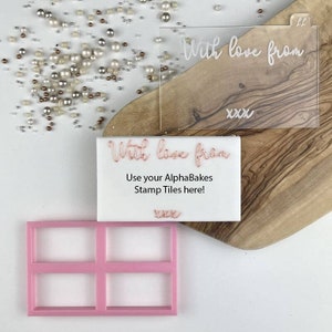 Con amor de AlphaBakes Cookie Cutter and Embosser, Thank You Cookie Stamp, Cookie Embosser, Letters on a Bar Cookie Stamp